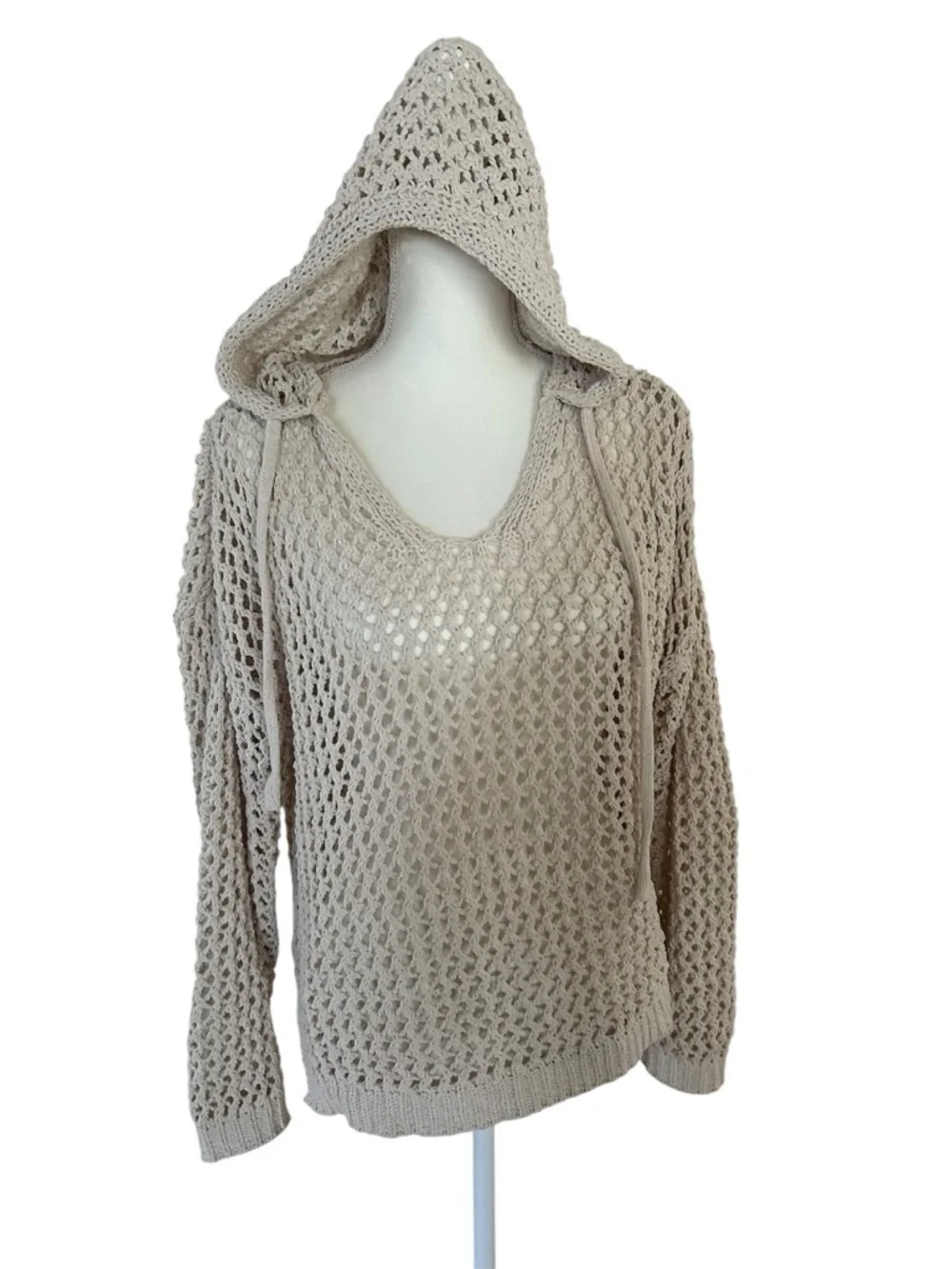 Nicole Miller Woven Hooded Beach Sweater - Picture 1 of 9